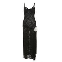 Slim fit fashionable and trendy slim waist slimming three-dimensional flower dress - Thumbnail 9