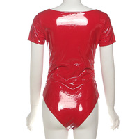 Solid color straight shoulder red jumpsuit - Thumbnail 3