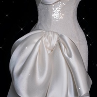 Sparkling Ivory Satin Prom Dress: Removable Sequin Train Prom  Dresses - Thumbnail 7