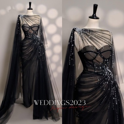 Black dress - Long dress - Party Dress - Simple Wedding Dress - Bridesmades Dress - Gift For Her -Engagement Dress 