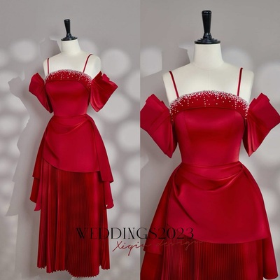 Red Satin Maxi Dress with Rhinestone Detail, Silk Spaghetti Strap Dress for Prom, Grad Party, Cocktail, Birthday or Evening Event