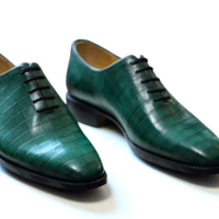 Handmade Men Green Crocodile/Alligator Leather Dress Shoes - Thumbnail 1