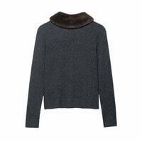 Faux fur effect lapel sweater jacket - Thumbnail 1