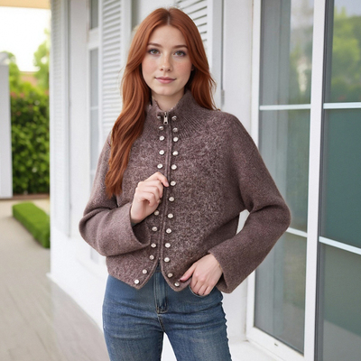 Street fashion multi-button zipper knitted cardigan