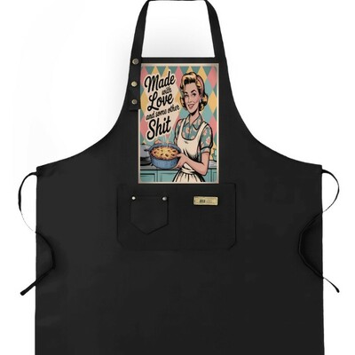 Retro 50s funny apron | “made with love and some other sh*t” | vintage housewife kitchen apron | free ship