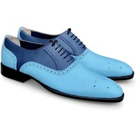 Crafted Leather Classic Blue Leather Oxford Dress Shoes  - Thumbnail 1