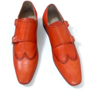 Crafted Leather Classic Orange Leather Monk Strap Dress Shoes - Thumbnail 1
