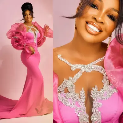 Hot Pink Evening Dresses Simple Style Mermaid Sweep Train Rehinestones Prom Dress Birthday Party Gowns Second Reception Gown for African