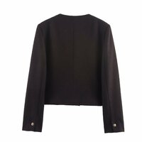 round neck short woolen coat - Thumbnail 1