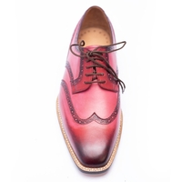 Crafted Leather Classic Pink Black Shaded Leather Wingtip Oxford Dress Shoes - Thumbnail 2