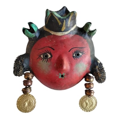 Coconut mask. collectibles. home decoration. wall decoration. interior decoration. mexican mask. mexican craft. mexican folk art.