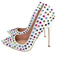 12cm rivet high heel women's fashion shoes stiletto heels - Thumbnail 1