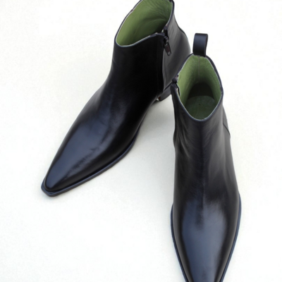 Crafted leather classic men dress shoes black leather side zipper pointed toe jodhpur boot