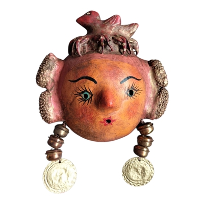 Coconut mask. collectibles. home decoration. wall decoration. interior decoration. mexican mask. mexican craft. mexican folk art.