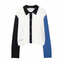 Fashionable and versatile contrasting color knitted jacket - Thumbnail 2