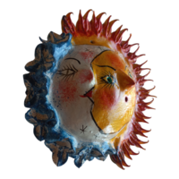 Vibrant Coconut mask. Collectibles. Home decoration. Wall decoration. Interior decoration. Mexican mask. Mexican craft. Mexican Folk Art. - Thumbnail 1
