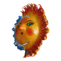 Vibrant Coconut mask. Collectibles. Home decoration. Wall decoration. Interior decoration. Mexican mask. Mexican craft. Mexican Folk Art. - Thumbnail 2
