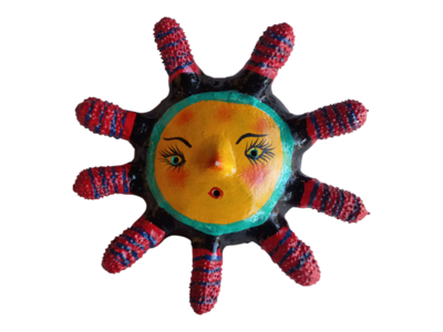 Vibrant Coconut mask. Collectibles. Home decoration. Wall decoration. Interior decoration. Mexican mask. Mexican craft. Mexican Folk Art.