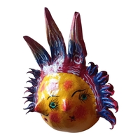 Vibrant Coconut mask. Collectibles. Home decoration. Wall decoration. Interior decoration. Mexican mask. Mexican craft. Mexican Folk Art. - Thumbnail 2