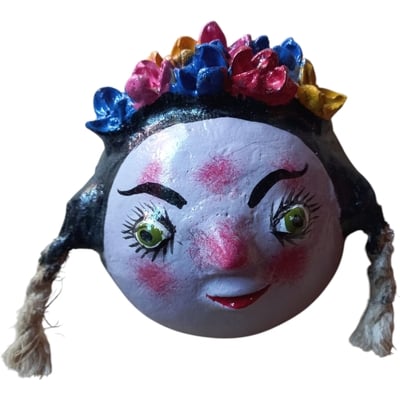 Vibrant coconut mask. collectibles. home decoration. wall decoration. interior decoration. mexican mask. mexican craft. mexican folk art.