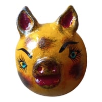 Vibrant Coconut mask. Collectibles. Home decoration. Wall decoration. Interior decoration. Mexican mask. Mexican craft. Mexican Folk Art. - Thumbnail 1