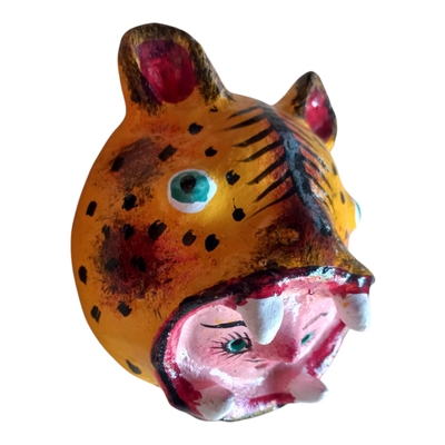 Vibrant coconut mask. collectibles. home decoration. wall decoration. interior decoration. mexican mask. mexican craft. mexican folk art.
