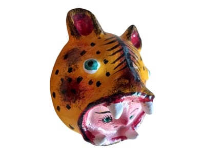 Vibrant Coconut mask. Collectibles. Home decoration. Wall decoration. Interior decoration. Mexican mask. Mexican craft. Mexican Folk Art.