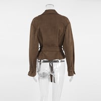 Suede suit collar casual double-breasted jacket - Thumbnail 3