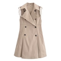 Street Fashion Square Scarf Trench Coat Sleeveless Dress - Thumbnail 1