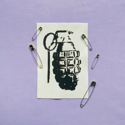 Grenade crust punk/cyber punk goth patch (white ver.)