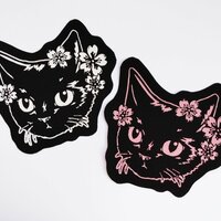 Japanese Black Cat & Sakura Cherry Blssoms Patch - Thumbnail 1