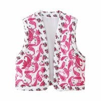 Street Fashion Quilted Cotton Paneled Vest Jacket - Thumbnail 2
