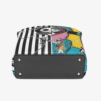 Nightmare Before Christmas Jack & Sally Pop Art Patchwork Leather Bucket Bag | Free Ship  JTPRT - Thumbnail 6
