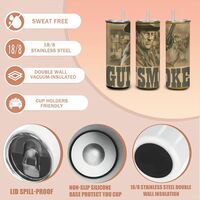 Gunsmoke TV Show Tumbler, Marshal Matt Dillon 20oz Skinny Tumbler, Classic Western Merchandise, James Arness | Free Ship - Thumbnail 2