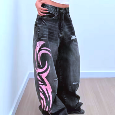Mottled totem jeans