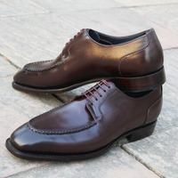 Crafted Leather Dark Brown Leather Handmade Men Oxford Dress Shoes - Thumbnail 2