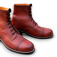 Crafted Leather Classic Brown Ankle High Genuine Calf Leather Lace up  Dress Boot - Thumbnail 1
