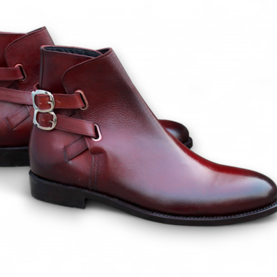 Crafted leather burgundy patina leather jodhpur boots