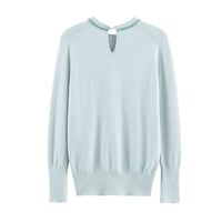 Loose pullover women's niche temperament knitted sweater - Thumbnail 1
