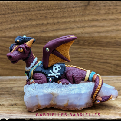 Pirate dragon sculpture on a crystal  - Thumbnail 1