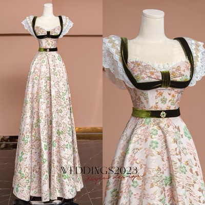Lovely sweetheart neck lace and pearl decorate with belt lace up back prom dress