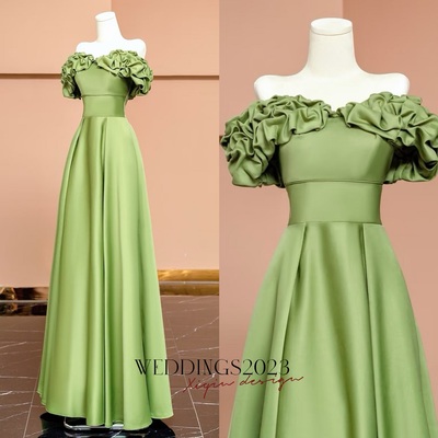 Light green strapless satin floor length lace up back prom dress