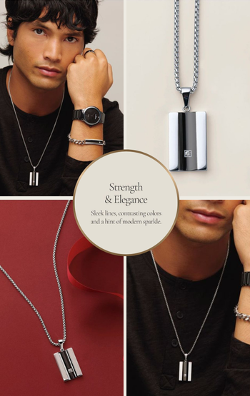 Men's Stainless Steel Vanguard CZ Necklace