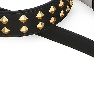 Pyramid studded belt design with golden studs for men handmade