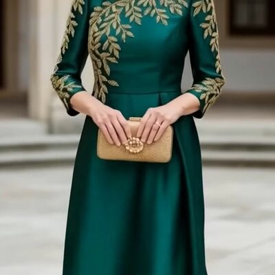 Green sheath appliques mother of bride/groom dress evening formal gowns 