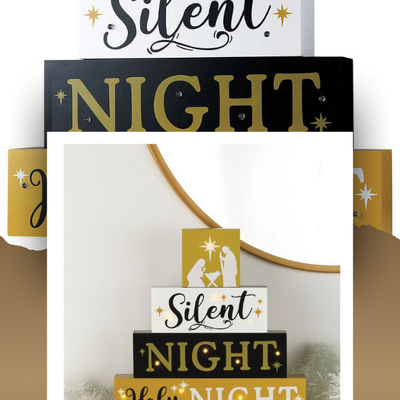 Wooden silent night light up sign - final sale