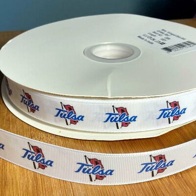 7/8" tulsa university inspired custom printed grosgrain ribbon