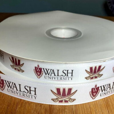 7/8" walsh university inspired custom printed grosgrain ribbon
