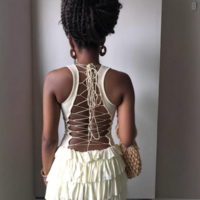 Fashion Solid Color Sleeveless Vest Backless Dress - Thumbnail 1