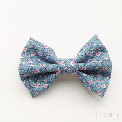 *limited edition* baby blue/pink vintage floral bow - headband